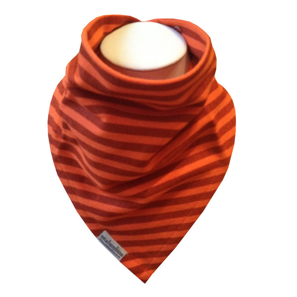 100% Organic Cotton Reversible Bandana Bib - Orange Stripes