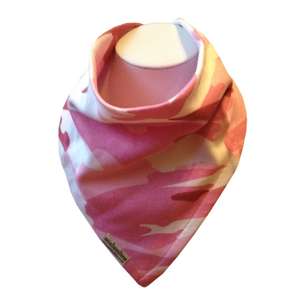 100% Organic Cotton Reversible Bandana Bib - Pink Camo