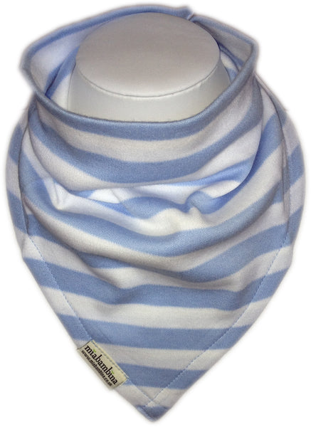 Blue & White Stripe 100% Organic Cotton Reversible Bandana Bib