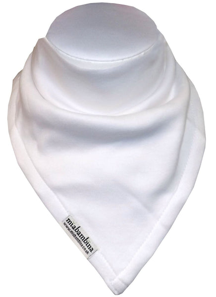 100% Organic Cotton Reversible Bandana Bib - White